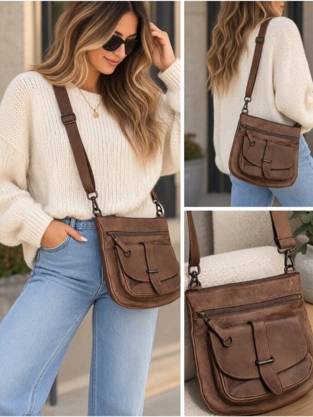 Roots Brown leather saddle Bag